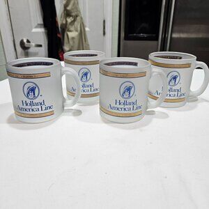 Holland America Line Frosted Glass Mugs - Statendam Zaandam Prinsendam Rotterdam
